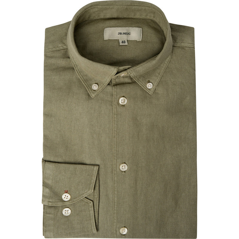 2Blind2C Franco Buttondown Linen Shirt Shirt LS Fitted KHK Khaki