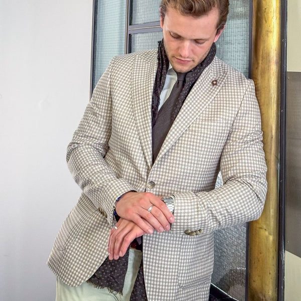 2Blind2C Faith Tonal Check Blazer Blazer Fitted BLU Blue