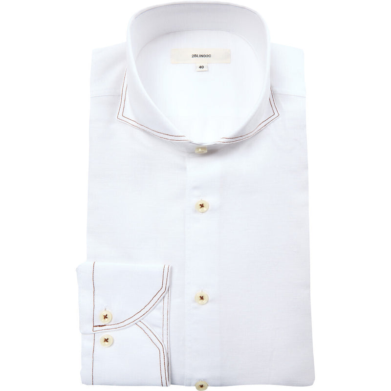 2Blind2C Felipe Fitted Cotton/Linen Shirt Shirt LS Fitted WHT White