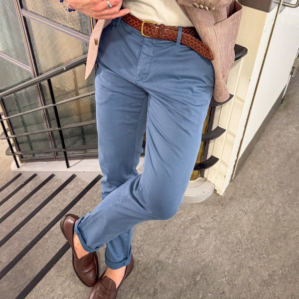 2Blind2C Pio Cotton Stretch Chino Pants MBL Mid Blue