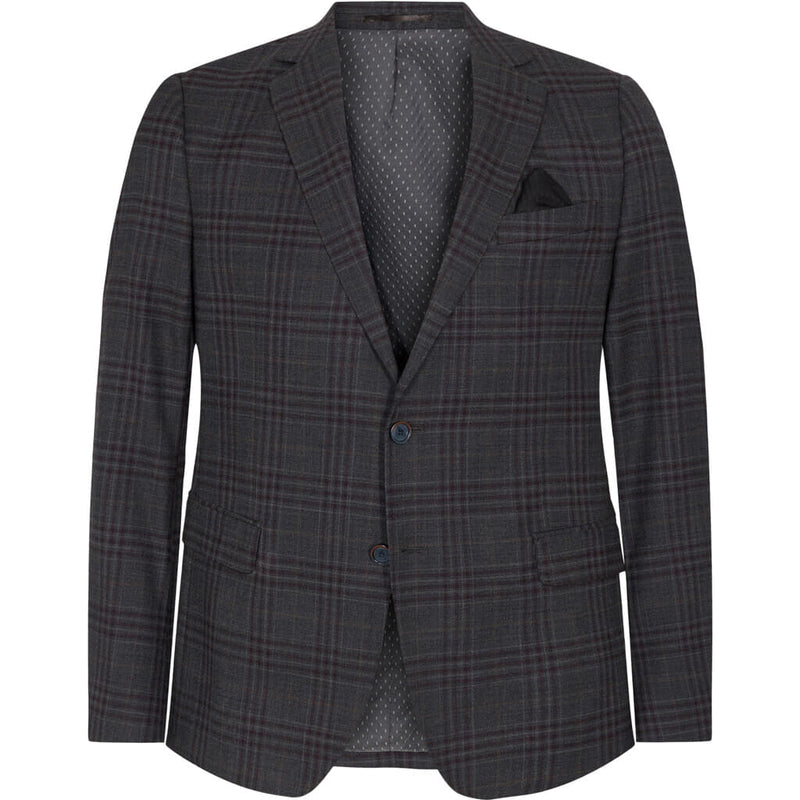 2Blind2C Fresco Check Wool Fitted Blazer Suit Blazer Fitted DGR Dark Grey