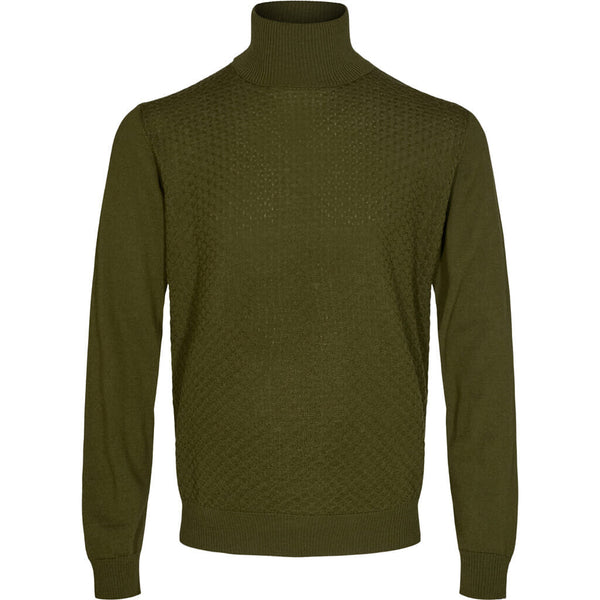 2Blind2C Kees Merino Rollneck with Structure Knitwear MGRE mid green